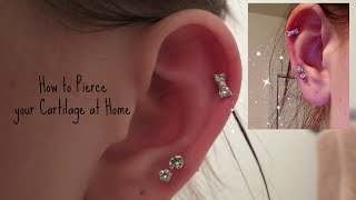 How I Pierced my Cartilage at Home Safely  Alyssa Nicole [upl. by Ynned469]