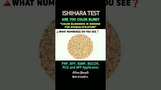 COLOR BLINDNESS TEST  ISHIHARA TEST  BFP PNP BJMP AFP BUCOR AND PCG APPLICANTS [upl. by Syd420]