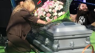 Bray Wyatts Wife Cries at His Funeral as WWE amp AEW Wrestlers Attend Service  WWE News Today [upl. by Norrahc]