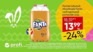 Intampina Pastele la Profi Acum ai băutură răcoritoare Fanta portocale 2x2L la un pret special [upl. by Einwahr509]