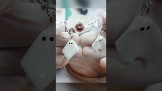 Resin Paper Ghost Earrings 👻 resin resincrafts uvresin uvresinjewelry resinart letsresin diy [upl. by Adnauqal]