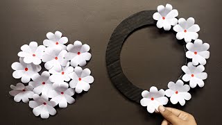 White paper flower wall hanging  wall hanging craft ideas  white paper craft easy [upl. by Ellora]