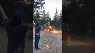 Flaming Golf Ball Shot Lights Huge Campfire golf fail [upl. by Haorbed]