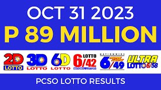 Lotto Result October 31 2023 9pm PCSO [upl. by Earehs567]