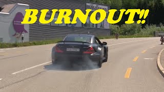 Mercedes SL65 AMG Black Series burnout  F430 [upl. by Gilboa]