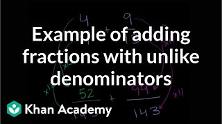 Example of adding fractions with unlike denominators  Fractions  PreAlgebra  Khan Academy [upl. by Tades132]