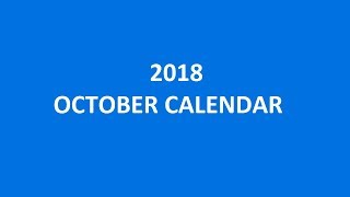 2018 October Calendar Printable Templates Holidays Excel PDF [upl. by Mosi467]