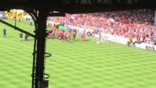 FULL TIME The Northampton Town players thank the away support at Fratton Park [upl. by Farnsworth]