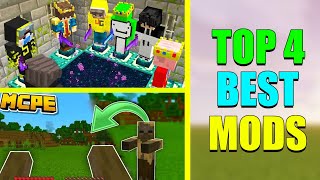 Top 4 Incredible Mods For Minecraft PE Survival  Best Mods And Addon For MCPE [upl. by Narag612]