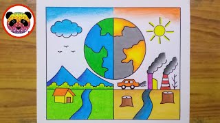 Environment Day Drawing  How to Draw World Environment Day Drawing  Save Environment Drawing [upl. by Lizabeth]