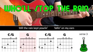 WHOLL STOP THE RAIN  Guitar lesson  Acoustic guitar with chords amp lyrics  CCR [upl. by Hake312]