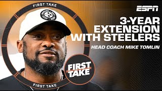 ALL IN 😤 Stephen A reacts to the Steelers amp Mike Tomlin agreeing to 3year extension  First Take [upl. by Corenda]