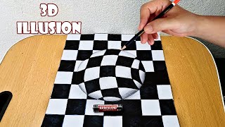 Very Easy How To Draw A 3D Sphere  Anamorphic Illusion  3D Trick Art on paper BTHQ34 [upl. by Vandervelde]