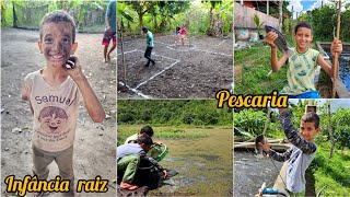 fazendo um mine campo no sítiopescando em nossa criação de peixes  fim das férias das crianças [upl. by Kallista142]