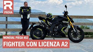 Mondial Piega 452  prova  come è fatta e come va la naked A2 più sportiva di tutte [upl. by Avivah]