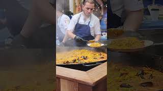 Biggest Paella I have ever seen served at boroughmarket london paella food mekusmekus england [upl. by Ellehcil]