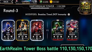 Earthrealm Non Fatal Tower Boss Battle 110130150 amp 170 Fight  Reward  MK Mobile [upl. by Eisenstark359]