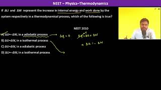 If ΔU and ΔW represent the increase in internal energy and work done by the system respectively [upl. by Adniral]