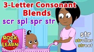 ThreeLetter Consonant Blends  scr spl spr str  Rock ’N Learn [upl. by Karlie]