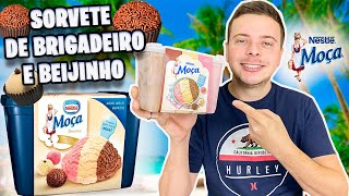 PROVAMOS O SORVETE NESTLE DE LEITE MOÃ‡A COM BRIGADEIRO E BEIJINHO [upl. by Atinrahs]