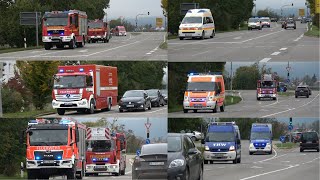 JAHRESHAUPTÜBUNG Einsatzfahrten Feuerwehren Rettungsdienst und THW zur Übung [upl. by Akenom177]