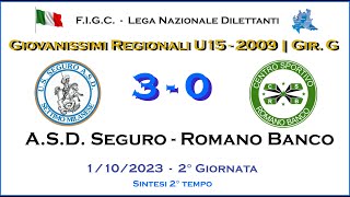 ASD Seguro  Romano Banco  2° Tempo  Giovanissimi 2009 U15  Campionato Regionale Girone quotGquot [upl. by Baniaz]