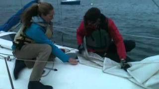 Learn to Sail how to flake a jib [upl. by Brittani]