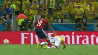 WM 2014 Quarter final NEYMAR brutally FOUL from a Columbian Player [upl. by Anair92]