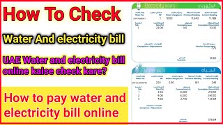 How to check electricity and water bill uae paani aur bijli bill online kaise check kare [upl. by Yrret]