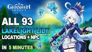 All 93 Lakelight Lily Locations Genshin Impact  Furina Ascension Materials  Detailed Guide Route [upl. by Sup]