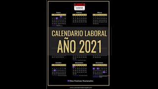 CALENDARIO LABORAL 2021  Días Festivos Nacionales para 2021 ¡DEBES VERLO [upl. by Lleksah]