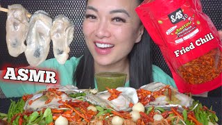 ASMR RAW OYSTER  FRIED CHILI EATING SOUNDS LIGHT WHISPERS  SASASMR [upl. by Attelocin]