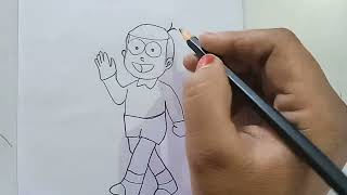 How to draw a nobita doraemon new drawing Very easy step by step [upl. by Chien496]