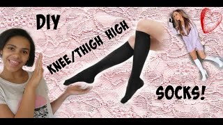 DIY KneeThigh High Socks No Sew Madison K [upl. by Aniv]