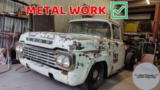 CHEAP BUDGET F100 CROWN VIC SWAP SHEET METAL FABRICATION [upl. by Ardy476]