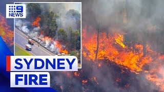 Fast moving Sydney blaze leaves school students stranded  9 News Australia [upl. by Rebeka]