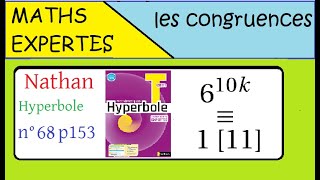 Terminale Maths ExpertesArithmétique et congruenceExercice 68 p 153 Nathan Hyperbole 610k [upl. by Nahtahoj]