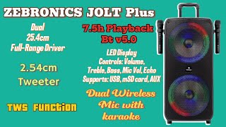 ZEBRONICS JOLT Plus DJ speaker unboxing  TWS Speaker  100W speaker [upl. by Lankton]