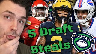 TOP 5 Fantasy Football Draft STEALS for the 2024 Season [upl. by Glynda425]