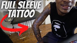 GETTING MY FULL SLEEVE TATTOO IN ONE DAY [upl. by Aicul]