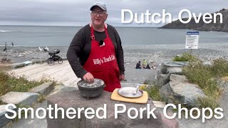 Smothered Pork Chops Dutch Oven Outdoor Cooking [upl. by Isawk]