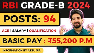 RBI Grade B 2024  RBI Grade B Eligibility Exam Pattern Syllabus  Complete Info by Azzu Sir [upl. by Cleon]