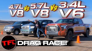 Three Generations of Toyota Tundra Drag Race amp MPG Surprise That WAS NOT Supposed to Happen [upl. by Tabby]