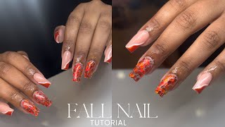 Fall nail tutorial  encapsulated glitter acrylic nails  abstract nail art [upl. by Oringa818]