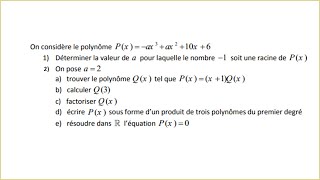 Exercice 2  Polynômes  Tronc commun scientifique et technologique [upl. by Lidstone]