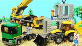 Lego Construction Site Skyscraper Building Mobile Crane Excavator [upl. by Yelra]