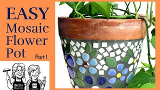 StepbyStep Creating a Stunning Mosaic Ceramic Flower Pot Easy DIY Guide part 1 [upl. by Aidnama]