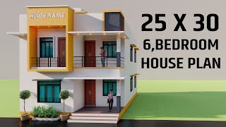 25x30 6 Bedroom House Elevation3D Village House Plan6 Bedroom House Plan25by30 Ghar Ka Naksha [upl. by Robb]