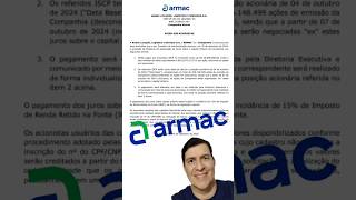 Armac anuncia pagamento de JCP Armac ARML3 Dividendos JCP [upl. by Bartolemo]