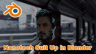 Iron Man Nanotech Suit Up VFX Test V2  Made in Blender [upl. by Akiria]